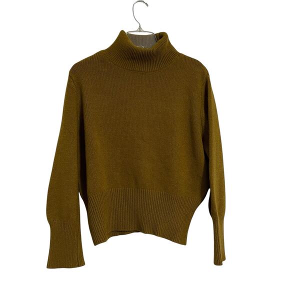 Lemui Korea Soft Wool Turtleneck Sweater Size M Yellowish Brown Relaxed Fit NWT - Picture 1 of 9